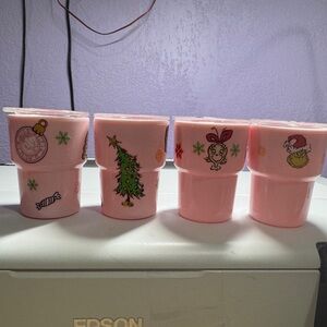 Set of Pink Holiday-Themed Cups